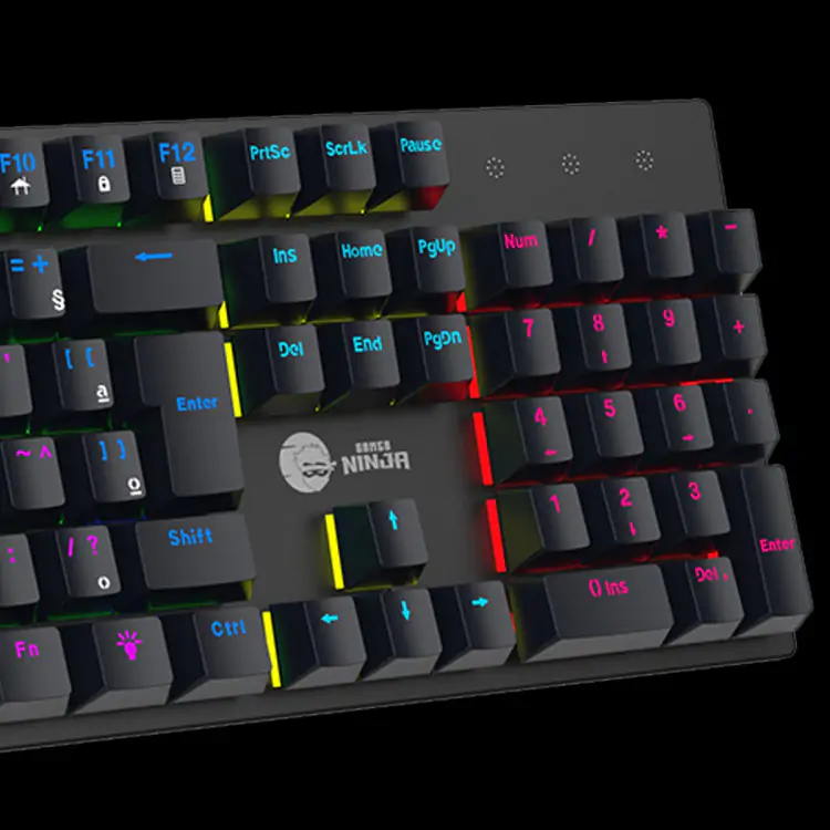 TECLADO GAMER MECANICO NINJA LEAP SWITCH BLUE RAINBOW ABNT2 BLACK - Imagem: 2