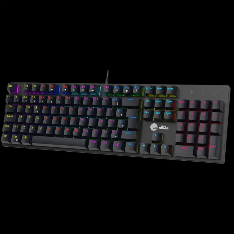 TECLADO GAMER MECANICO NINJA LEAP SWITCH BLUE RAINBOW ABNT2 BLACK - Imagem: 3