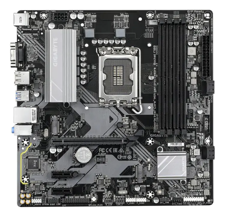 PLACA MÃE GIGABYTE B760M DS3H  INTEL LGA 1700 DDR5 MICRO ATX - Imagem: 2 PLACA MÃE GIGABYTE B760M DS3H  INTEL LGA 1700 DDR5 MICRO ATX - Imagem: 2