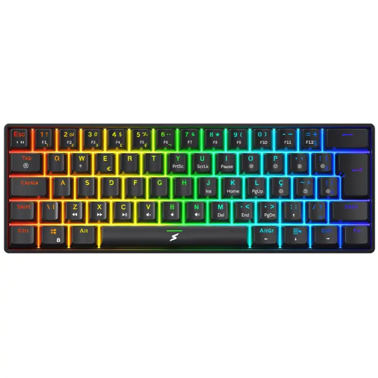 TECLADO MECANICO GAMER SUPERFRAME RGB 60% SWITCH RED USB ABNT2 - Imagem: 1