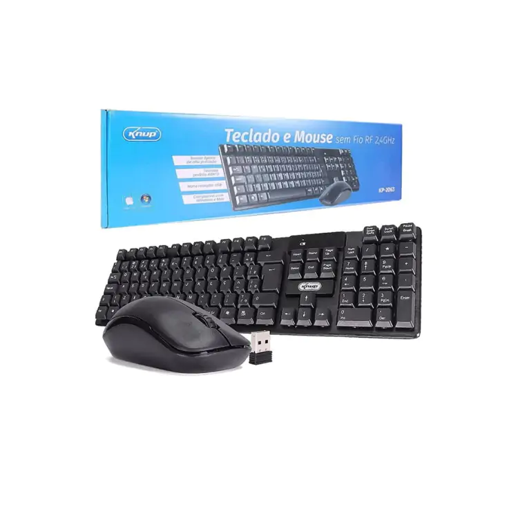 KIT TECLADO E MOUSE SEM FIO KNUP KP-2063 - Imagem: 1