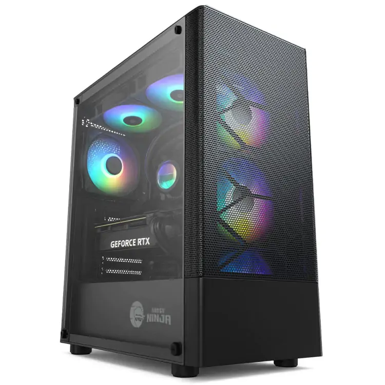 GABINETE GAMER NINJA HIVE, MID TOWER, VIDRO TEMPERADO, M-ATX, SEM FONTE, COM 3 FANS GN-CS-HVMTB3F - Imagem: 1
