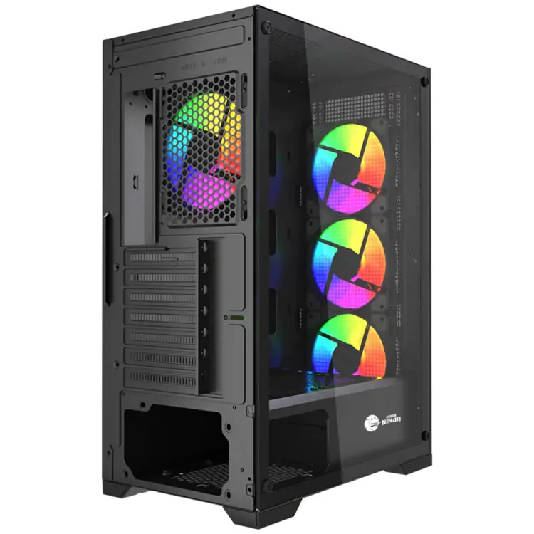 GABINETE GAMER NINJA KURAMA, MID TOWER, VIDRO TEMPERADO, M-ATX-BLACK, SEM FONTE, COM 4 FANS RAINBOW - Imagem: 2
