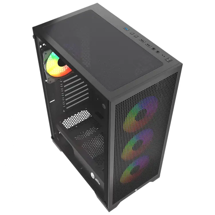 GABINETE GAMER NINJA KURAMA, MID TOWER, VIDRO TEMPERADO, M-ATX-BLACK, SEM FONTE, COM 4 FANS RAINBOW - Imagem: 4