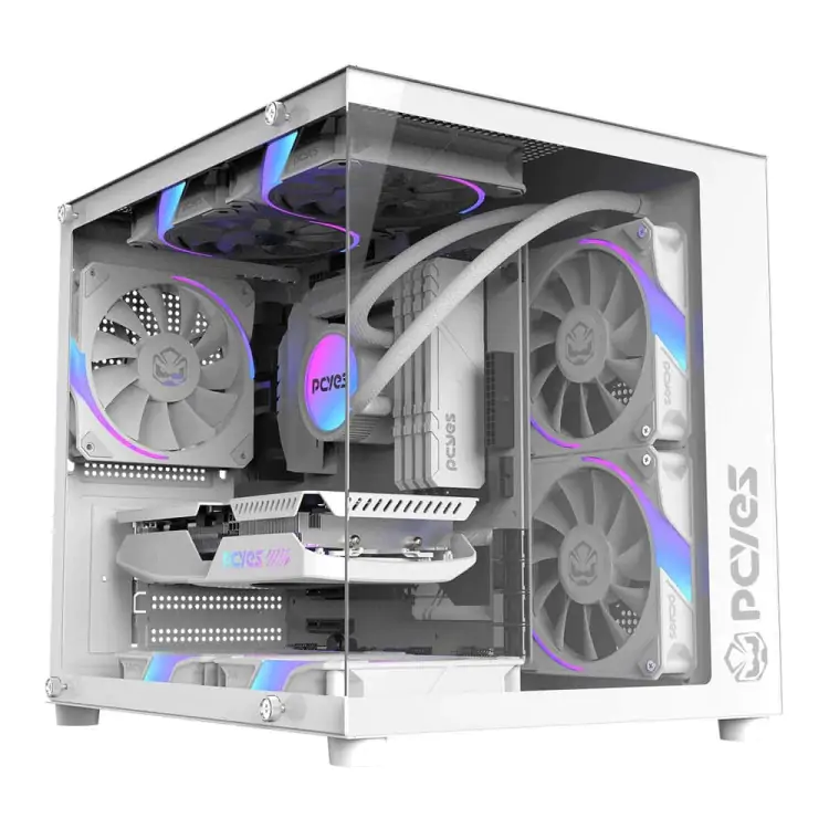 GABINETE GAMER PCYES FORCEFIELD MINI WHITE GHOST LATERAL VIDRO M-ATX GFFMNWG - Imagem: 1