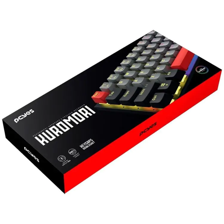 TECLADO GAMER MECANICO PCYES KUROMORI SWITCH RED LED RAINBOW - Imagem: 1