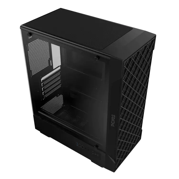GABINETE GAMER PCYES VELYR BLACK VULCAN PRETO LATERAL VIDRO M-ATX GVLYBV - Imagem: 2