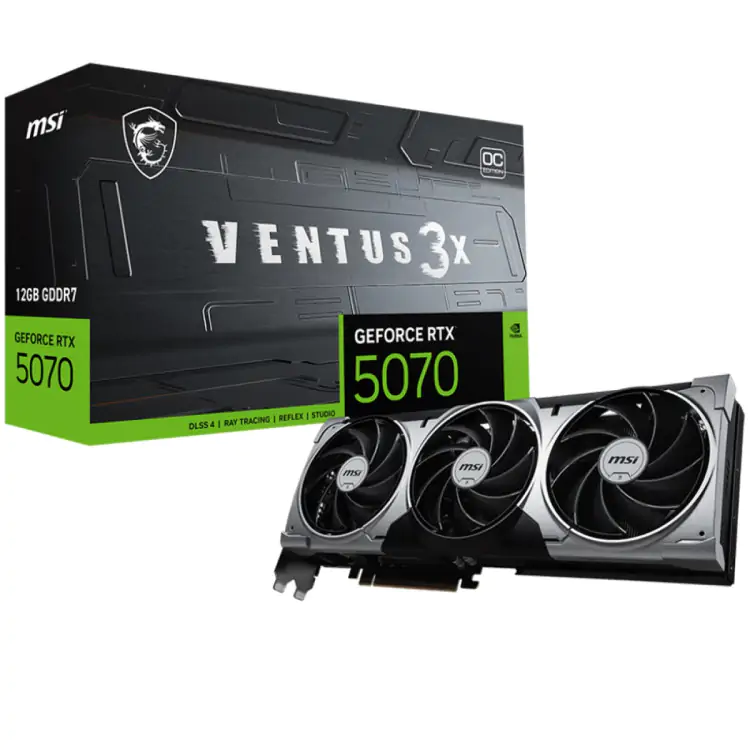 PLACA DE VÍDEO MSI GEFORCE RTX 5070 12GB VENTUS 3X OC  GDDR7 DLSS RAY TRACING - Imagem: 1