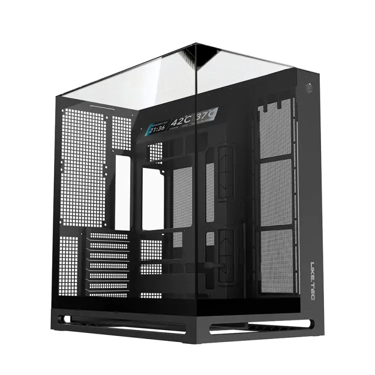 GABINETE GAMER LIKETEC CYGNUS DARK ATX 8 FANS ARGB DISPLAY LCD VIDRO TEMPERADO - Imagem: 4