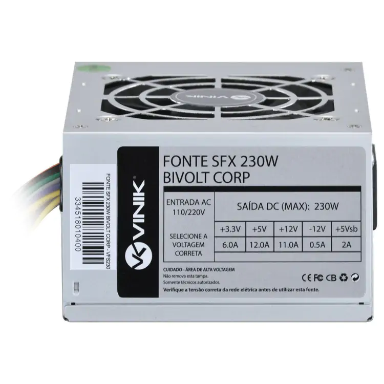 FONTE SFX 230W VINIK VFS230 BIVOLT CHAVEADO - Imagem: 4