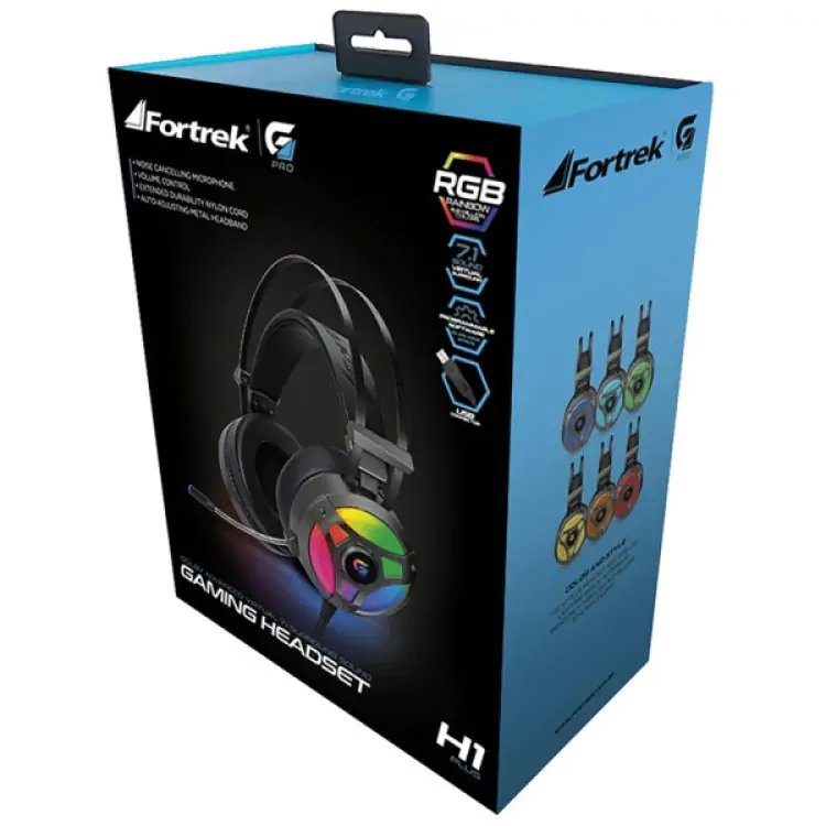 HEADSET GAMER FORTREK H1 PLUS 7.1 PRETO USB LED RGB - Imagem: 4