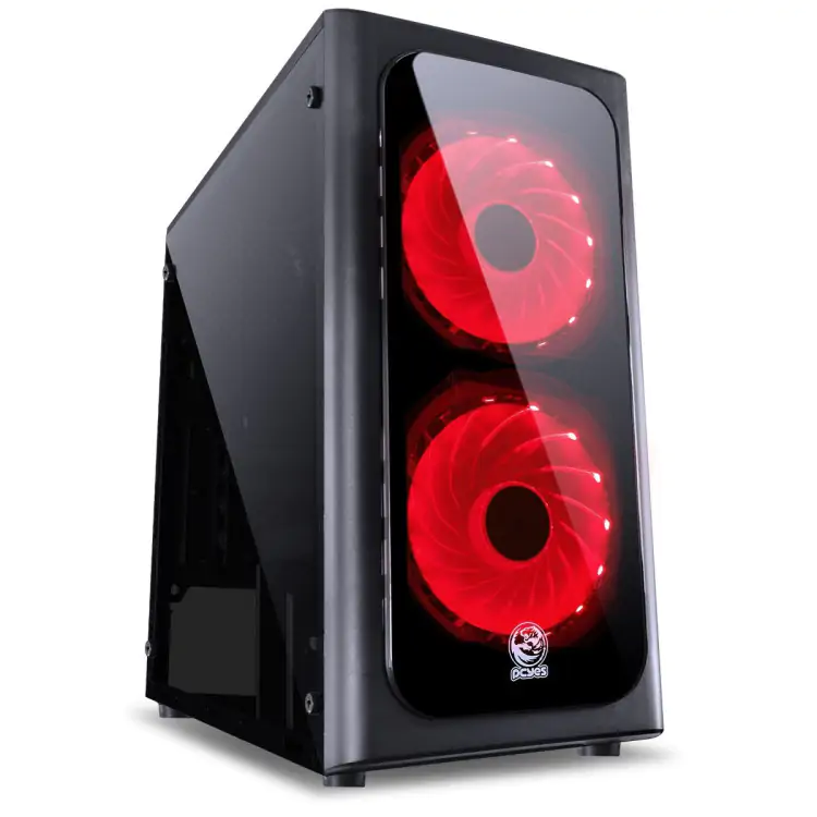 GABINETE GAMER PCYES VENUS PRETO LED VERMELHO LATERAL ACRÍLICO MICRO ATX VENPTVM2FCA - Imagem: 1