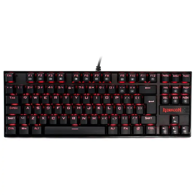 TECLADO GAMER MECÂNICO REDRAGON KUMARA PRETO USB LED RGB K552RGB-1 PT-BLUE - Imagem: 1