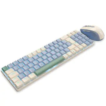 KIT COMBO TECLADO E MOUSE REDRAGON BS-8772 AZUL E CREME