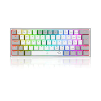 TECLADO GAMER MECANICO REDRAGON CINZA E BRANCO USB LED RGB PT-BLUE