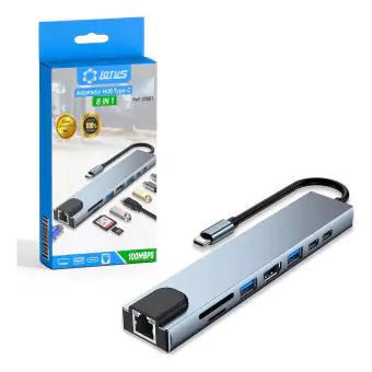 ADAPTADOR HUB 8 EM 1 USB-C HDMI LAN 100MBPS