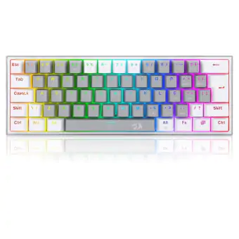 TECLADO GAMER MECANICO REDRAGON FIZZ  BRANCO/ CINZA USB LED RGB PT-BLUE K617RGB-GW