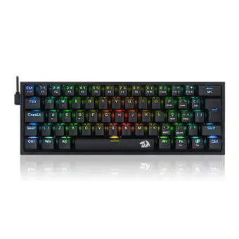 TECLADO GAMER MECANICO REDRAGON FIZZ PRO PRETO USB LED RGB SWITCH RED K616-RGB-B