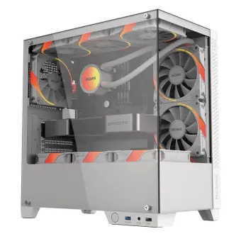 GABINETE GAMER PCYES FORCEFIELD TWR WHITE VULCAN LATERAL VIDRO ATX GFFWRWG