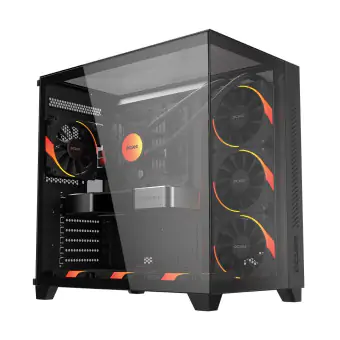GABINETE GAMER PCYES FORCEFIELD MAX BLACK VULCAN LATERAL VIDRO ATX GFFMAXBV