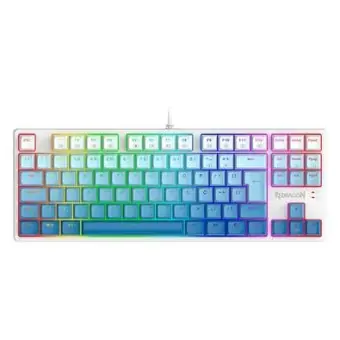 TECLADO GAMER MECANICO REDRAGON DAKSA BRANCO E AZUL K576GB-RGB