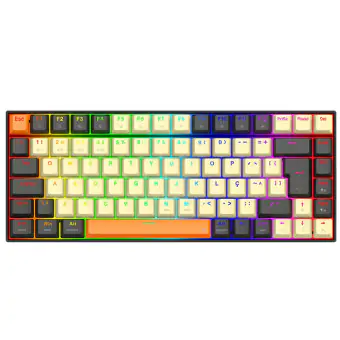 TECLADO GAMER MECANICO REDRAGON PHANTOM PRO RGB 3 MODO USB E BLUETOOTH SWITCH MARROM CINZA E CREME