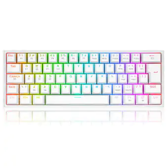 TECLADO GAMER MECANICO REDRAGON FIZZ PRO BRANCO WIRELESS BLUETOOTH RGB SWITCH BROWN K616-RGB-W