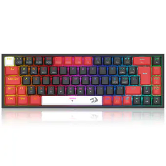 TECLADO GAMER MECANICO REDRAGON CASTOR PRO WIRELESS BLUETOOTH RGB SWITCH BROWN VERMELHO E BRANCO