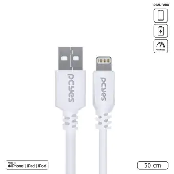 CABO USBA 2.0 X LIGHTNING IPHONE 50CM BRANCO PCYES PUALB-05