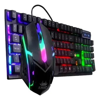 KIT TECLADO E MOUSE GAMER SEMI MECANICO RGB KNUP-TE115