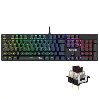 TECLADO GAMER MECANICO REDRAGON SINDRI RAINBOW SWITCH BROWN USB ABNT2 FULL-SIZE BLACK K671