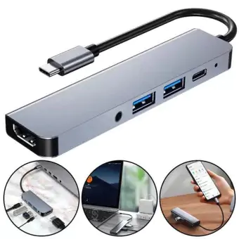 ADAPTADOR HUB 5 EM 1 TYPE C E USB 3.0 - HDMI 4K - TYPE C PD - AUDIO P2 TOMATE MTV-615