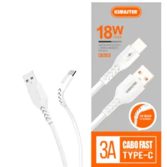 CABO USB TYPE C TURBO 3A 18W CARREGAMENTO RÁPIDO KIMASTER CB702C