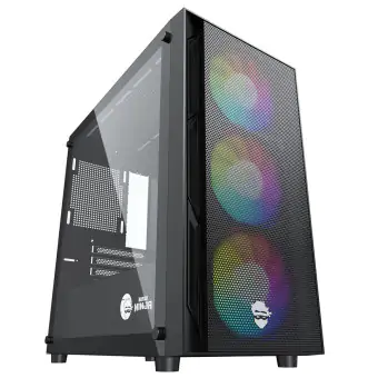 GABINETE GAMER NINJA KENNEN, MID TOWER, VIDRO TEMPERADO, M-ATX-BLACK, SEM FONTE, COM 3 FANS GN-CS-KN