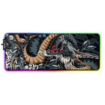 MOUSE PAD GAMER ILUMINADO COM RGB 80CM X 30CM DRAGAO AZUL
