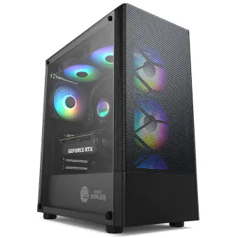 GABINETE GAMER NINJA HIVE, MID TOWER, VIDRO TEMPERADO, M-ATX, SEM FONTE, COM 3 FANS GN-CS-HVMTB3F