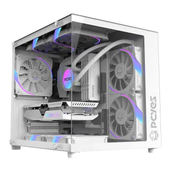 GABINETE GAMER PCYES FORCEFIELD MINI WHITE GHOST LATERAL VIDRO M-ATX GFFMNWG