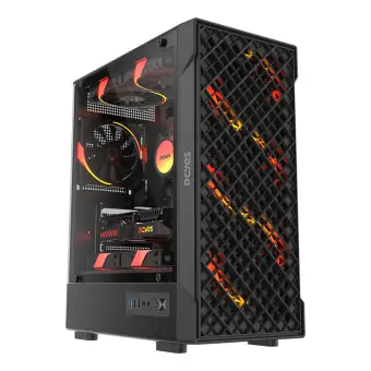 GABINETE GAMER PCYES VELYR BLACK VULCAN PRETO LATERAL VIDRO M-ATX GVLYBV