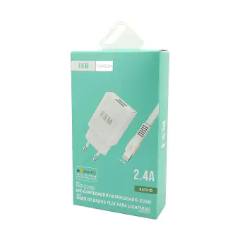 CARREGADOR 2USB COM CABO USB LIGHTNING FAM