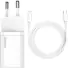 CARREGADOR DE PAREDE TIPO C QUICK CHARGER PD20W COM CABO TYPE C E LIGHTNING BASEUS TZCCSUP-B02 - Imagem: 1
